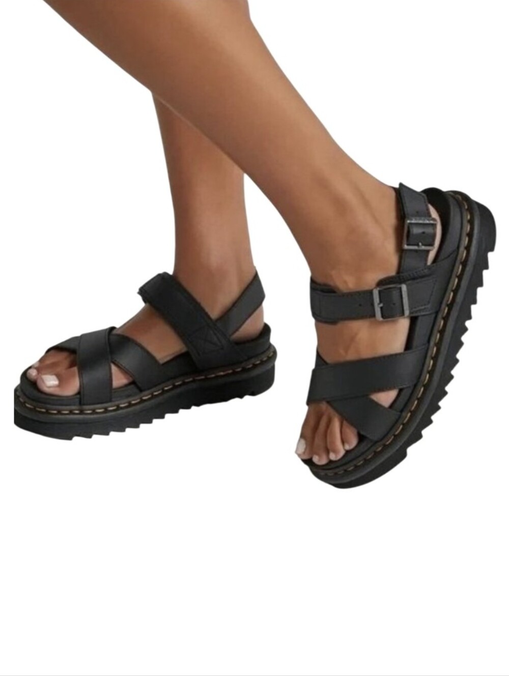 Dr Martens Voss II Sandals Black Leather Strappy Platform